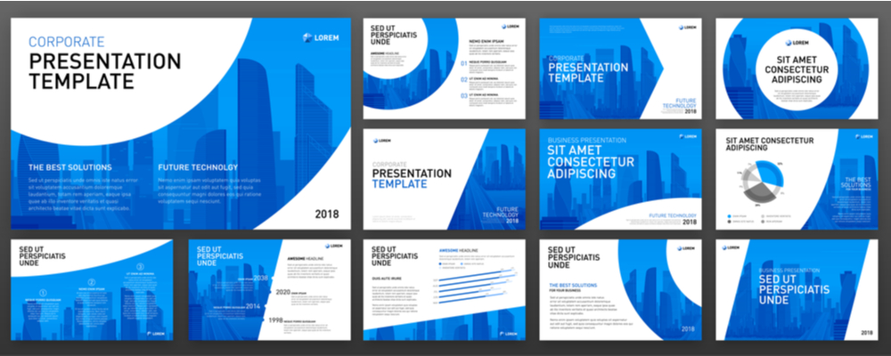 blue PowerPoint template slides for corporate presentations