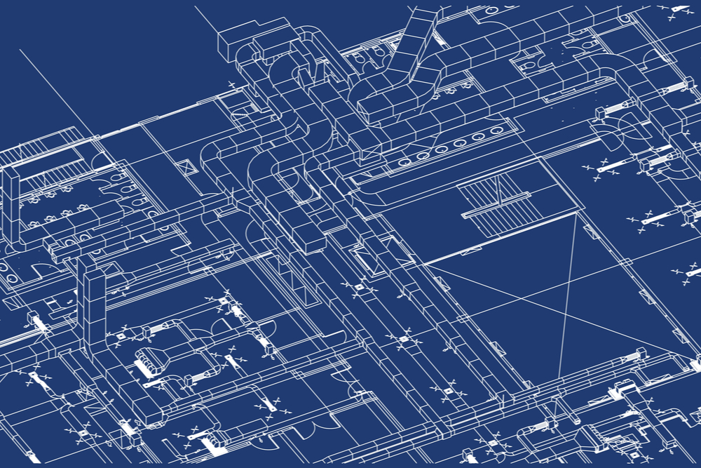 Architecture 3d illustration blueprint